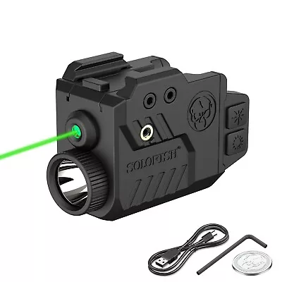 Solofish 700 Lumen Flashlight & Green Laser Sight For Pistol Handgun Picatinny • $31.99