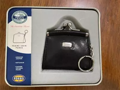Fossil Vintage Frame Coin Purse Black Leather Keychain New In Box • $25