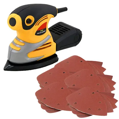 Detail Palm Sander 200W Electric + 43 Delta Sanding Sheets + Dust Collection Box • £25.99