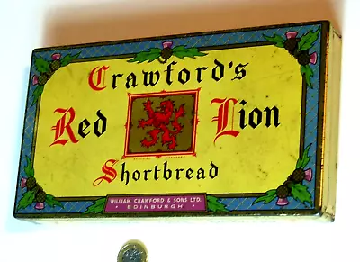 RARE CRAWFORDS RED LION SHORBREAD BISCUIT TIN BOX 1930s-50s • £9.99