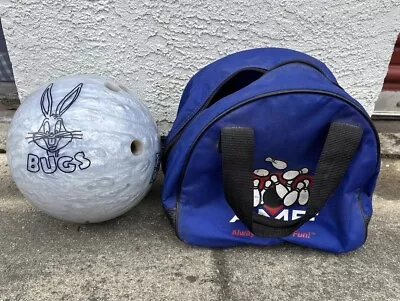 Vtg 1999 Brunswick Warner Bro Bugs Bunny VIZ-A-BALL Bowling Ball 14lbs With Bag • $150