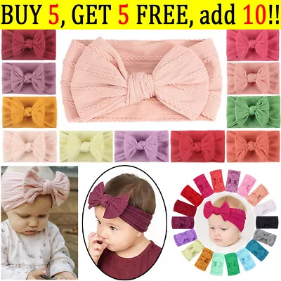 Elastic Baby Rabbit Headband Bowknot Hair Band Girls Bow-knot Newborn Kids Bow • £2.26