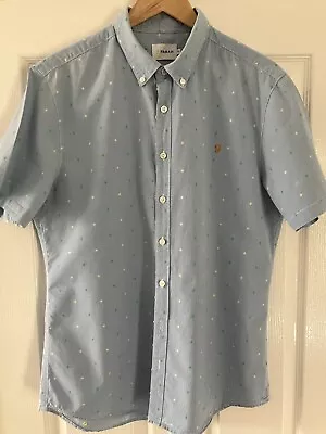 FARAH Mens Blue Short Sleeve Shirt XL Speckle Effect Summer • £4.99