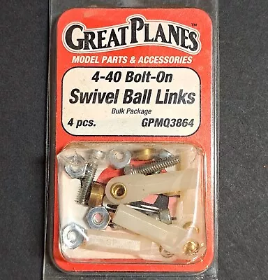 Original Great Planes RC Plane Part #3864 - 4-40 Bolt On Swivel Ball Links NOS • $16.95