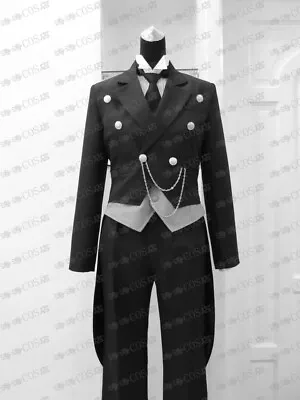 $77.26 • Buy Black Butler Kuroshitsuji Sebastian Michaelis Uniform Halloween Cosplay Costume