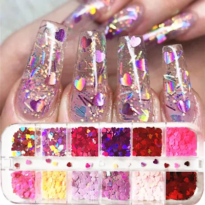 $10.98 • Buy Valentine's Day Heart Nail Glitter Sequins Flakes Butterfly Nail Art Decorations