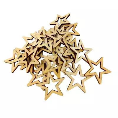 £4.44 • Buy 25 Pieces Unfinished Hollow Star Shape Wooden Embellishments 50mm