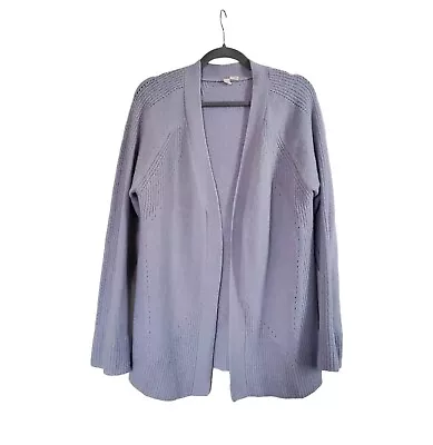 Moth (Anthropologie) Open Front Ribbed Geo Design Greige Cardigan Size Large • $22