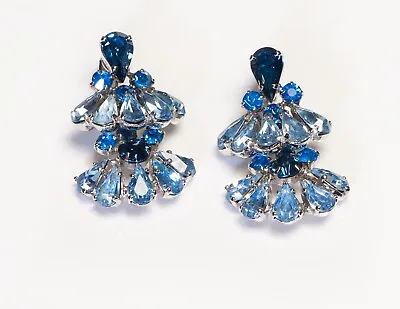 Mitchel Maer 1950’s Long Blue Crystal Feather Earrings  • $750