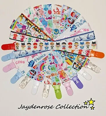 Girls/Boys Pacifier Dummy Clip Toy Holder Soother 80+ NEW DESIGNS • £2