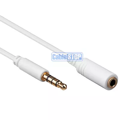 5M WHITE Slim 4 Pole Pin 3.5mm Headphone Mic EXTENSION Stereo Phone Cable  • £94.95