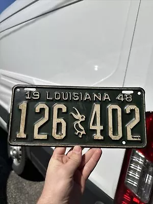 Vintage 1948 Louisiana License Plate 126 402 Pelican Original Paint 48 LA Tag • $235