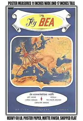 11x17 POSTER - 1951 Fly BEA British European Airways • $16.16