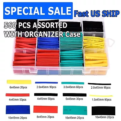 560Pcs HEAT SHRINK Tubing Insulation Shrinkable Tube 2:1 Wire Cable Sleeve W BOX • $4.79