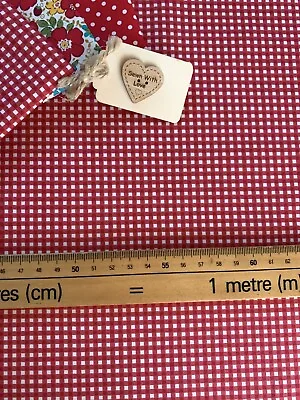 100% Cotton Poplin Fabric Red 2-3mm Gingham Check Plaid Patchwork Rose & Hubble • £6.53