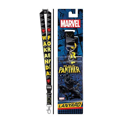 Marvel Comics Black Panther Wakanda Forever Covered Lanyard Black • $13.98