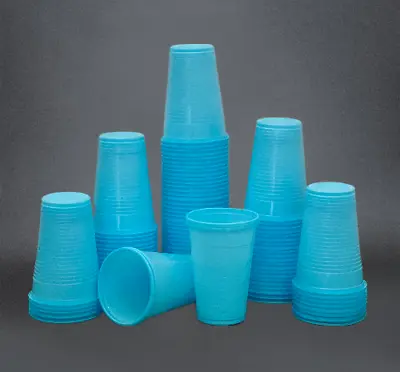 Plastic Cups Tumblers 7oz Reusable Plastic Drinking Cups Blue Vending Cups UK • £3.95