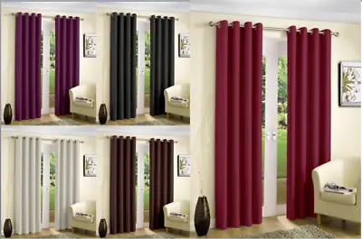 Blackout Thermal Curtains Eyelet Ring Top Curtain Pair With Tie Backs  • £22.99