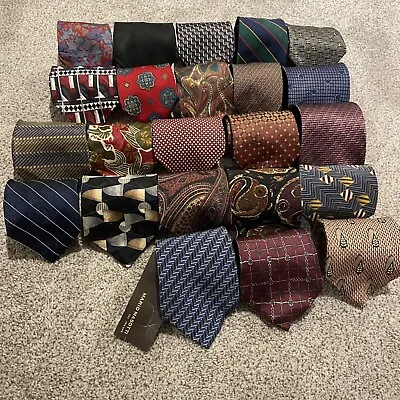 Men’s Box Of 23 Necktie 100% Silk Lot Designer Vintage Tie Wholesale Collection • $40.62