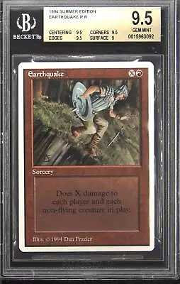 1994 Summer Magic Earthquake Rare Magic: The Gathering Card BGS 9.5 • $4000