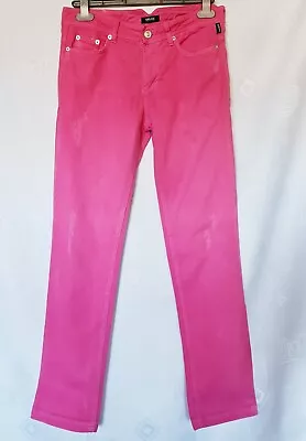 Authentic Versace Jeans Couture Metal Logo Solid Pink Women's Pants:us 12/eu40 • $72