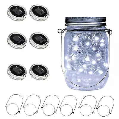 6 Pack Solar Mason Jar Lid Lights For Outside 30 Led Solar Mason Jar Lids Fa... • $27.42