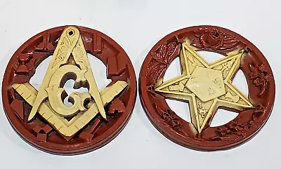 Vintage Masonic Freemason Wall Plaque Decor Hanger Round Resin 4.35  • $12