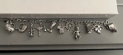 Vintage Charm Bracelet 925 Sterling Silver With 11 Charms Baby Animal Travel • $59.99