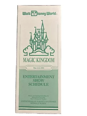 Magic Kingdom Entertainment Show Schedule May 2-8 1993 Disney World Vtg Brochure • $7.12