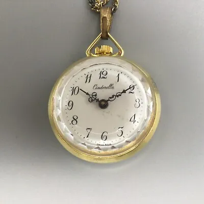 $35.99 • Buy Vintage Cinderella Pendant Necklace Watch Swiss Made Manual Wind Chain