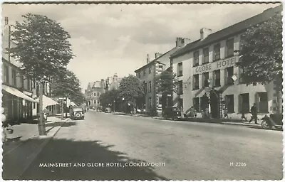 MAIN STREET & GLOBE HOTEL COCKERMOUTH - Cumberland Postcard Abrahams • £7