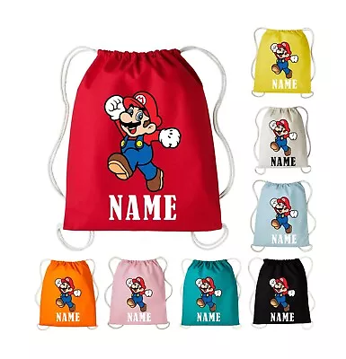 Super Mario Luigi  Bag 100% Cotton Game Sports/School/Gym Kids PE Kit Drawstring • £9.99