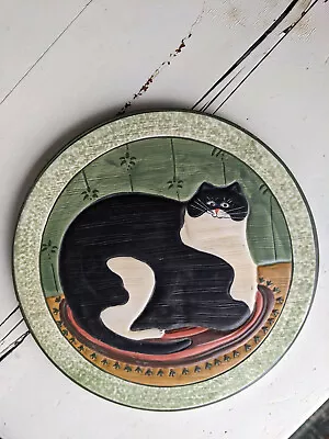 Warren Kimble Sakura Black And White Fat Cat Ceramic Stoneware Trivet 9.5  • $9.99