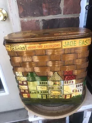 Vintage 1963 Basket Purse Wood Hinged Lid Decoupaged Mardi Gras Coin New Orleans • $59.75