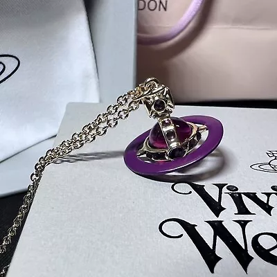 New～Vivienne Westwood 23F Nana Small Purple Orb Gold Tone With Purple Ring#251 • $97