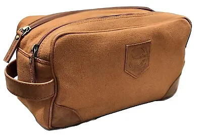 Vintage Men's Leather Toiletry Bag Handbag Shaving Organizer Dopp Kit Pouch Case • $51.36
