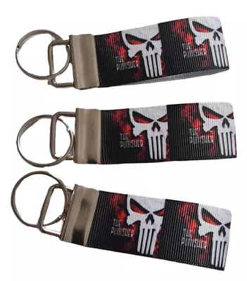 The Punisher TV Cartoon Marvel Comic Superhero Keyring Key Fob Handmade Fun Gift • £3.75