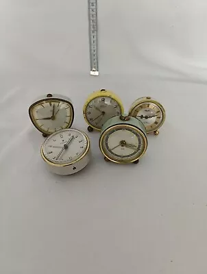 5 Vintage Wind UpTravel Clocks Emes Rhythm Working A68 • £9.99