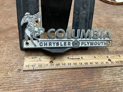 Dealership Name Badge Emblem Vintage Columbia Chrysler Plymouth Tenn ? Metal • $68.25