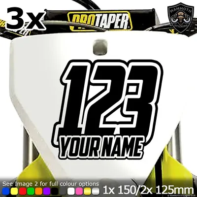 3x Custom Motocross Race Numbers Kart Decals MX Dirt Bike Name Stickers • £5.99