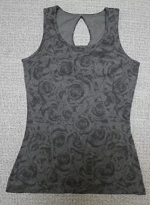 MPG Women's Gray Floral Print Stretch Padded Racer-back Sports Bra Top Sz S • $15