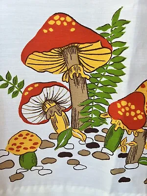 Vintage Mushroom Curtains 70's Kitchen 3 Piece Set NEW Rare HTF • $139.99