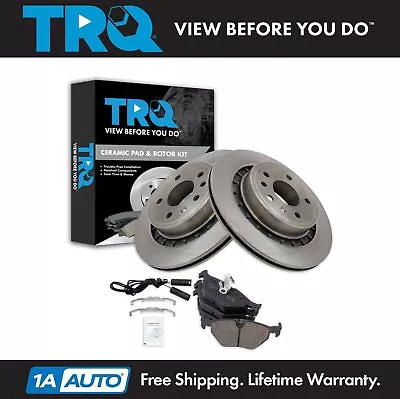 TRQ Rear Ceramic Brake Pad & 2 Vented Rotors Pair Set For 02-09 Saab 9-5 95 • $104.95