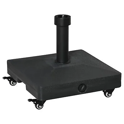 Outsunny 20kg Heavy Duty Garden Parasol Base With Wheels For Patio Deck Black • £32.99
