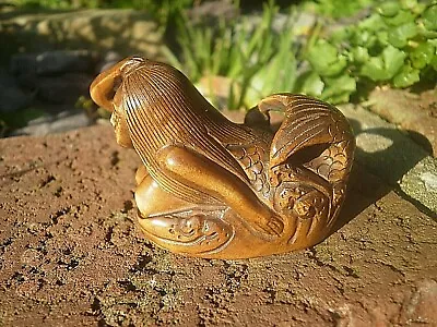 £21.99 • Buy Hand Carved Wood Netsuke Mermaid Swims In Water Collectable Boxwood Figure ..2