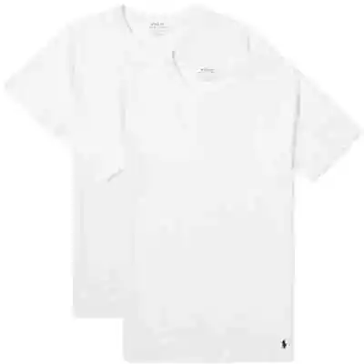 Polo Ralph Lauren Crew Base Layer T-Shirts Size M 2 Pack White & Navy RRP £65 • £39.97