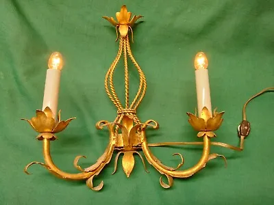 Vintage Wall Sconce Lamp Double Candle Lights  ~  Rope & Tassels WORKS!  JD • $42.95