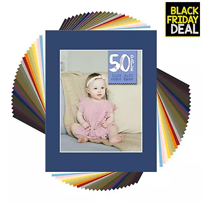 Pack Of 50 Acid-Free Mixed Colors Pre-Cut 11x14 Picture Mat For 8x10 Photo • $42.98