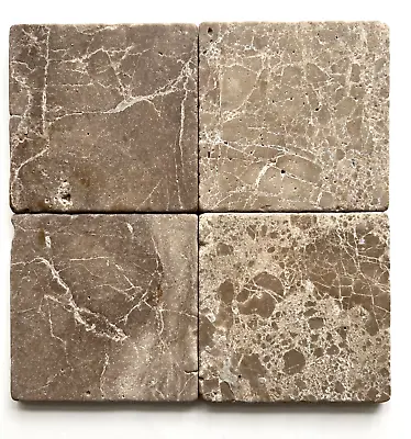Dark Emperador 4x4 Tumbled Marble Tile Backsplash Floor Wall (Sold By 1 PIECE) • $5.99