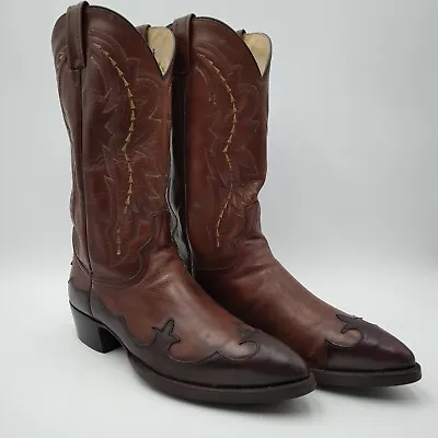 Vintage Dan Post Pull On Brown Leather Cowboy Western BootsMen's Size 11.5D • $74.99